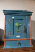 A painted pine wall cabinet