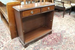 An inlaid mahogany side cabinet fitted two drawers