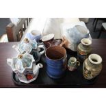 Two Sadler Ware teapots, character jugs,