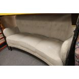 A mid century grey stitched fabric three seater settee CONDITION REPORT: Upholstery