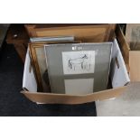 A box containing a quantity of continental pictures and prints