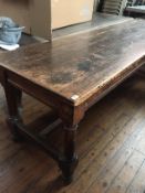 A 19th century pine table, 74 cm x 272 cm.