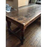 A 19th century pine table, 74 cm x 272 cm.