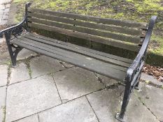 Seven outdoor metal and wooden benches, each approximately 186 cm.