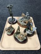 A tray of Border Fine Arts figures - Golfer, Terrier,