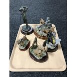 A tray of Border Fine Arts figures - Golfer, Terrier,