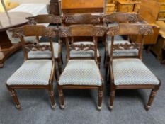 A good set of six carved mahogany dining chairs in the Gillows style