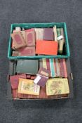 Two boxes of antiquarian and later volumes, Sir Walter Scott, Mark Twain,