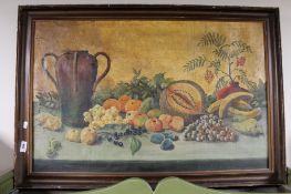 Continental school : still life with fruit, oil on canvas.