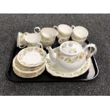 A tray of twenty-three pieces of Duchess 'Greensleaves' tea china