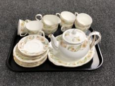 A tray of twenty-three pieces of Duchess 'Greensleaves' tea china