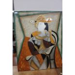 A contemporary wooden pane - abstract figure