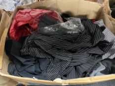 A box of Phaze Clothing - pin striped trousers,