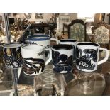 Six Royal Copenhagen Fajence mugs