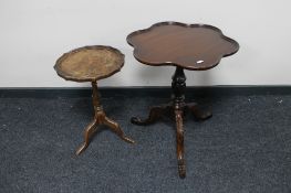 A reproduction mahogany wine table together with one further table