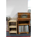 A contemporary vintage collection gramophone cd player, with audio stand,