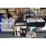 Three boxes of Elvis memorabilia/accessories and a small quantity of LP records - The Beatles etc