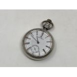 A large silver Waltham pocket watch with movement signed P. S.