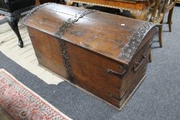 A nineteenth century oak metal bound trunk CONDITION REPORT: 117cm long by 64cm deep