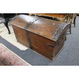 A nineteenth century oak metal bound trunk CONDITION REPORT: 117cm long by 64cm deep