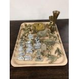 A tray of brass - animal ornaments,