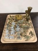 A tray of brass - animal ornaments,