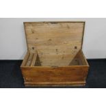 A Victorian pine blanket box CONDITION REPORT: 102cm wide by 53cm deep by 47cm high.