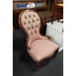 A Victorian style buttoned back nursing chair