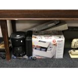 A boxed bread maker, Krups coffee maker, boxed drill,