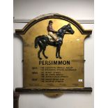 A painted wooden horse racing plaque - 'Persimmon'