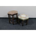 Two bobbin turned tapestry seated stools