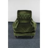 A Victorian Gentleman's armchair in green studded dralon