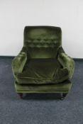 A Victorian Gentleman's armchair in green studded dralon