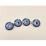 A pair of gent's silver and blue enamel cufflinks, Phillip Kydd, Birmingham 2011.