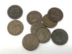 Nine USA large one cents (9)