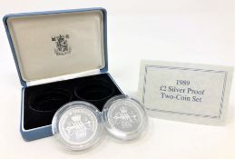 Royal Mint - 1989 £2 silver proof two-coin set