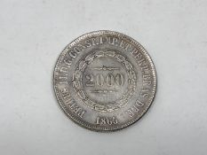 An 1865 Petrus II coin