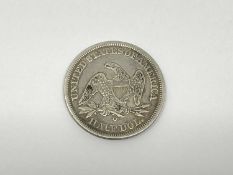 An 1856 USA half dollar