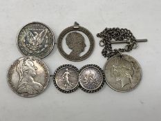 Five various coin brooches.