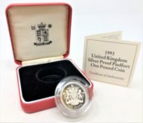 Royal Mint - 1993 United Kingdom silver proof Piedfort one pound coin