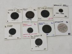 Nine various coins Charles I and later.