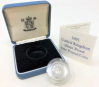 Royal Mint - 1991 United Kingdom silver proof one pound coin