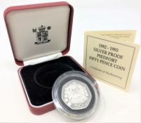 Royal Mint - 1992-1993 silver proof Piedfort fifty pence coin