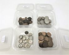 A tub of 19th century and later English pennies, farthings etc (approx.
