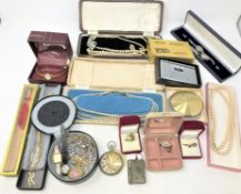 A collection of costume jewellery, GS TP pocket watch, chains, wristwatches etc.