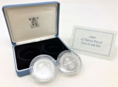 Royal Mint - 1989 £2 silver proof two-coin set