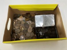 A large quantity of Victorian and later copper and other coins, cartwheel penny etc.