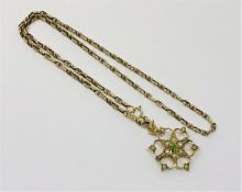 An antique yellow gold pendant and chain 7.8g.