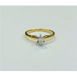 A 14ct gold marquise cut diamond ring, approximately 0.