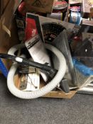 A box of jump leads, miniature extension cable,